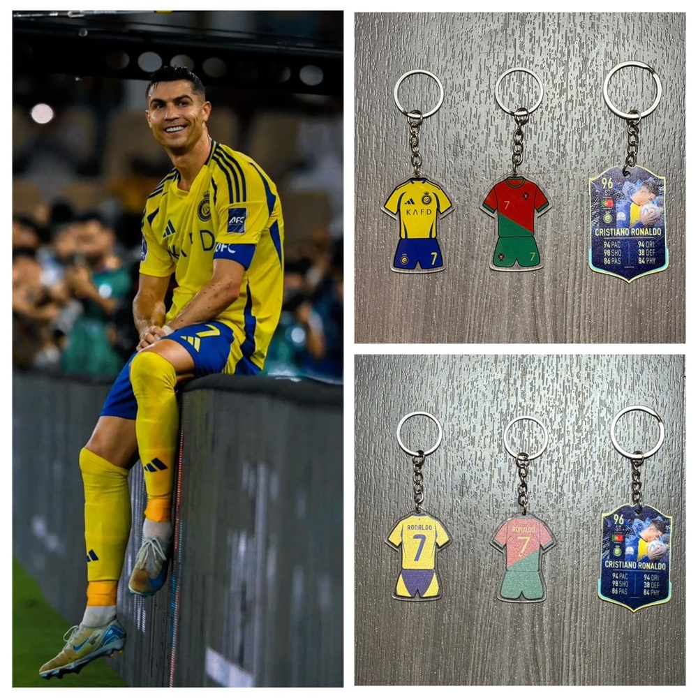 Cristiano Ronaldo Al-Nassr Home & Portugal Jersey Kit – 3 Keychains Bundle